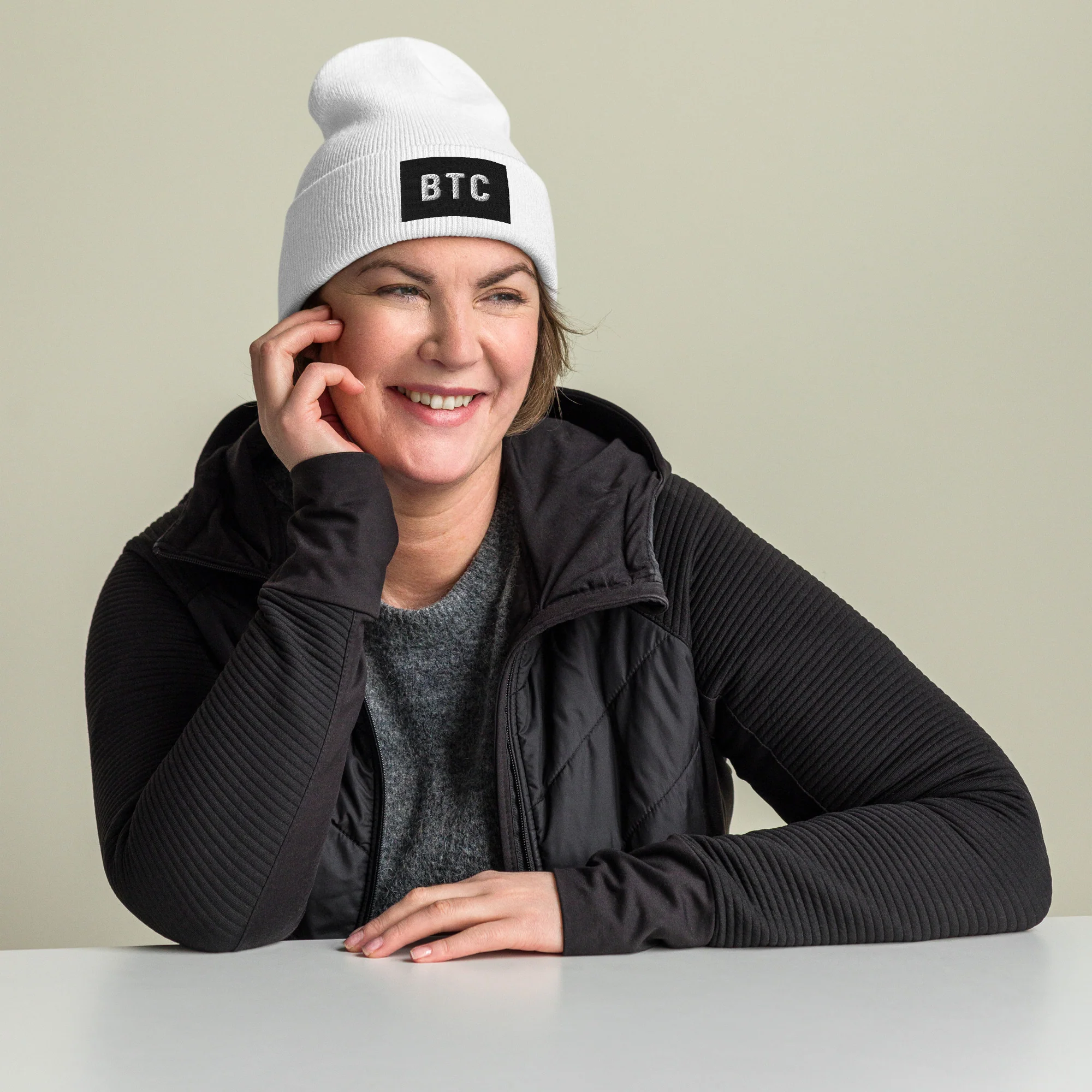 BTC Logo Cuffed Beanie - White - Image 3