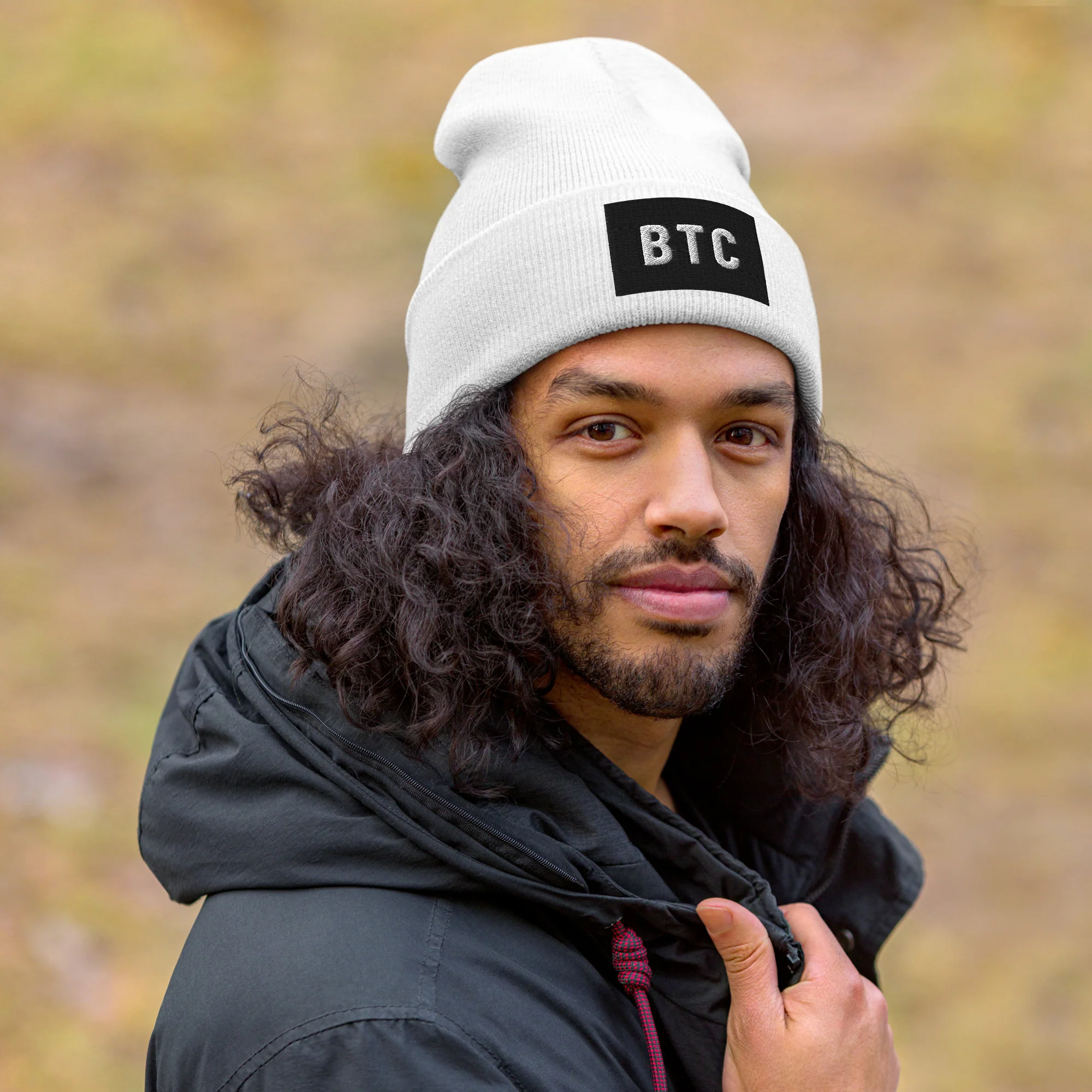 BTC Logo Cuffed Beanie - White - Image 4