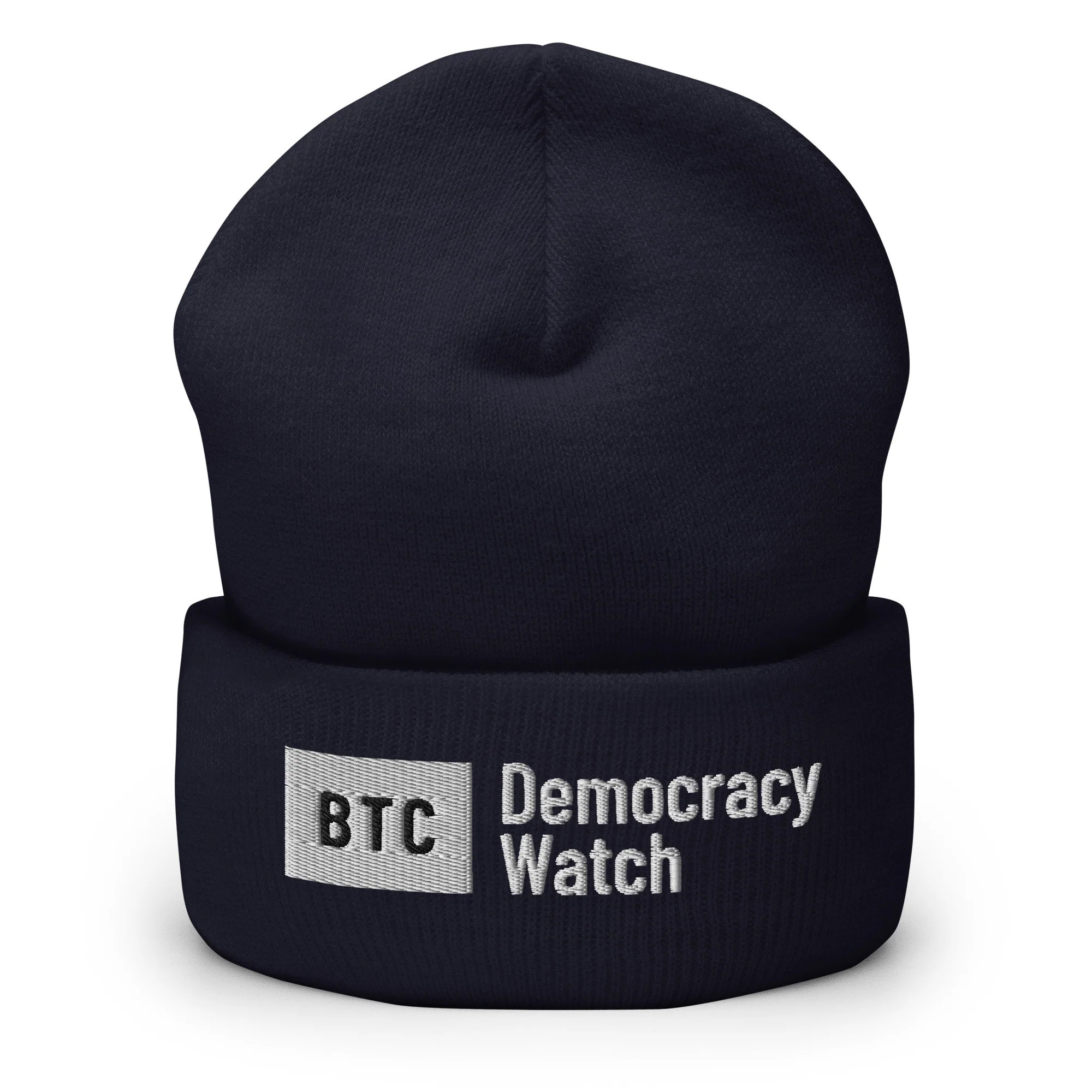 "Democracy Watch" Cuffed Beanie - Navy/Black - Image 9