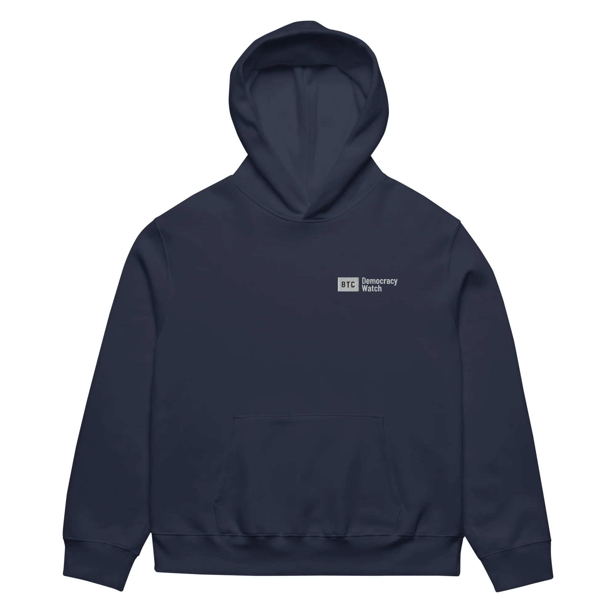 "Democracy Watch" Hoodie - Black/Navy - Image 4